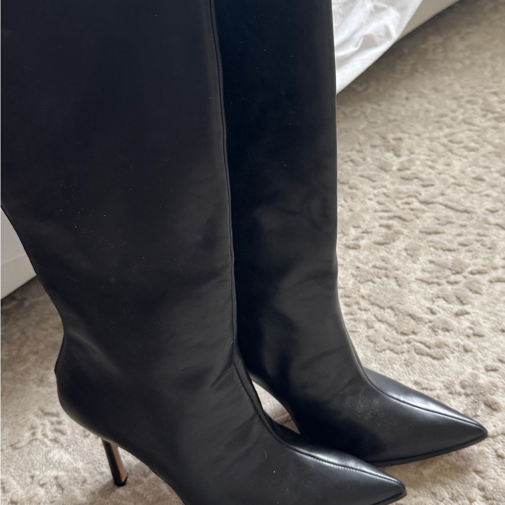 Aldo Sleek Black Heeled Boots